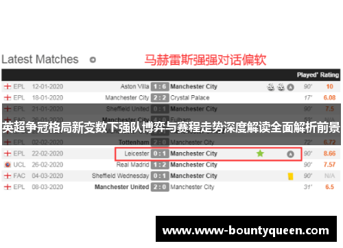 英超争冠格局新变数下强队博弈与赛程走势深度解读全面解析前景